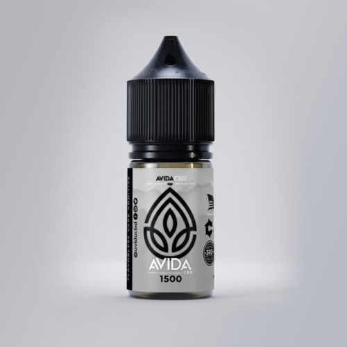 Avida CBD Flavorless Vape Additive 1500mg CBD Vape Juice 30ml bottle with monochromatic grey and white label