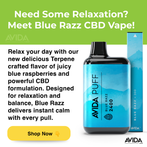 Relax your day with our new delicious Terpene crafted flavor of juicy blue raspberries and powerful CBD formulation. Designed for relaxation and balance, Blue Razz delivers instant calm with every pull.