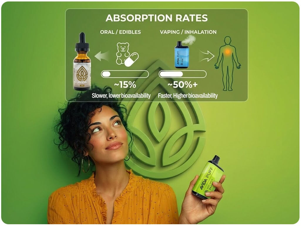 Vaping bypasses the digestive system for maximum absorption.