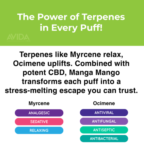 The power of terpenes in every puff of manga mango.