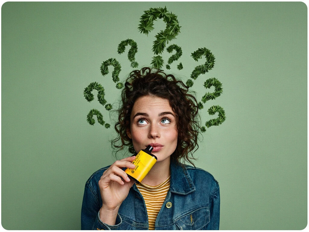woman with questions marks above her head wondering about cbd vape