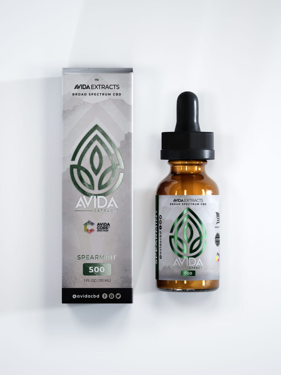Spearmint Broad Spectrum CBD Oil and Box