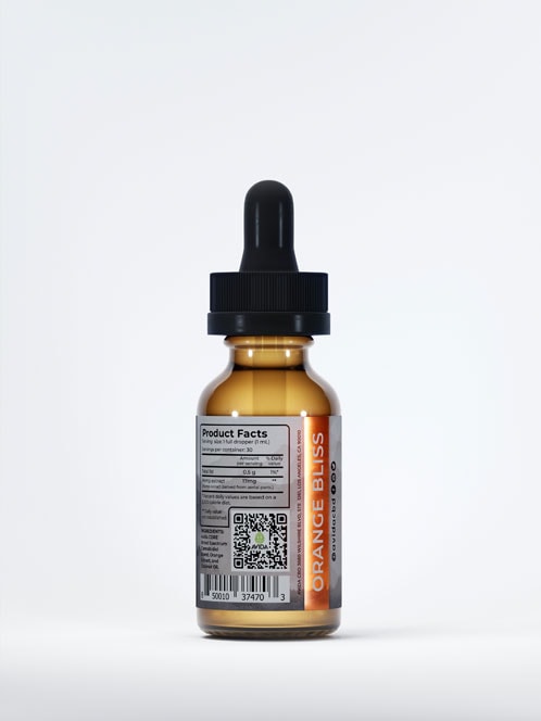 Orange bliss CBD Oil Back ofBottle