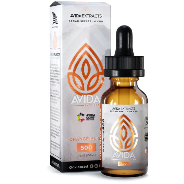 Orange Bliss Broad Spectrum CBD Oil bottle and box