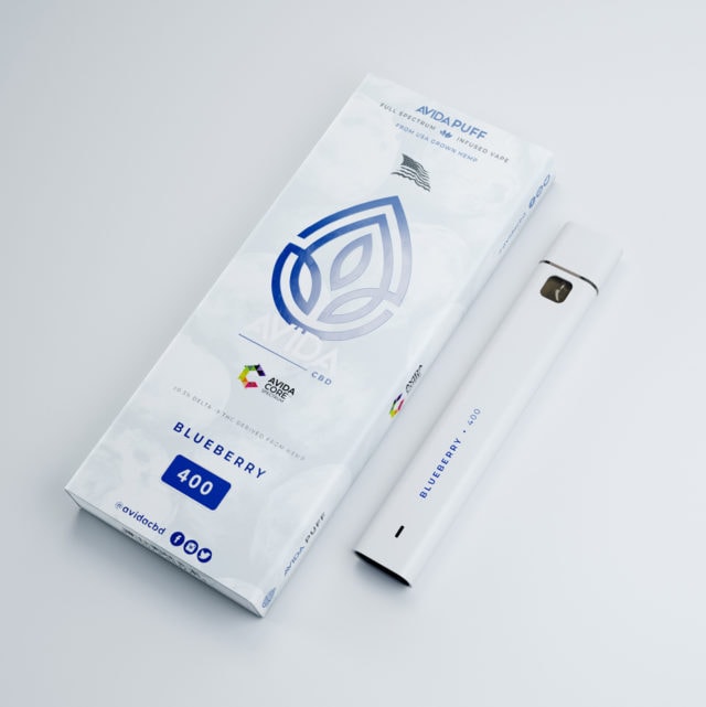 Full Spectrum CBD Vape Pen Blueberry 400mg with packaging