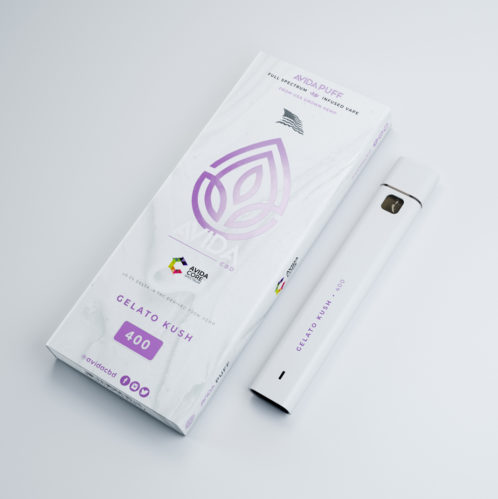 Full Spectrum CBD Vape Pen Gelato Kush 400mg with packaging