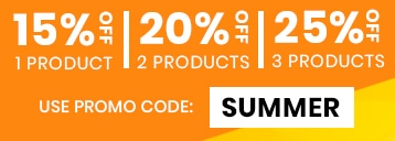 15% off 1 product, 20% off 2 products, 25% off 3+ products with coupon code Summer