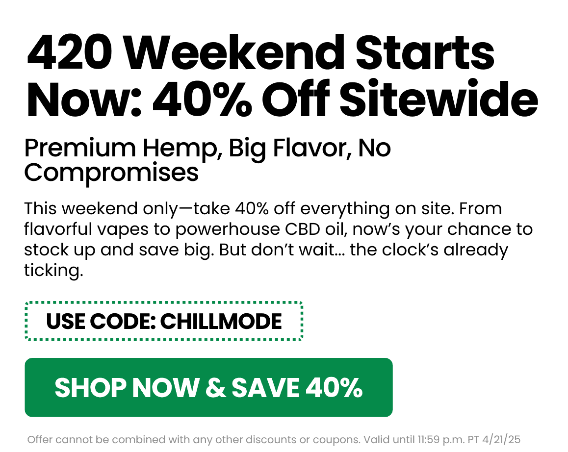Shop CBD this 4/20. Great deals on all CBD Products.