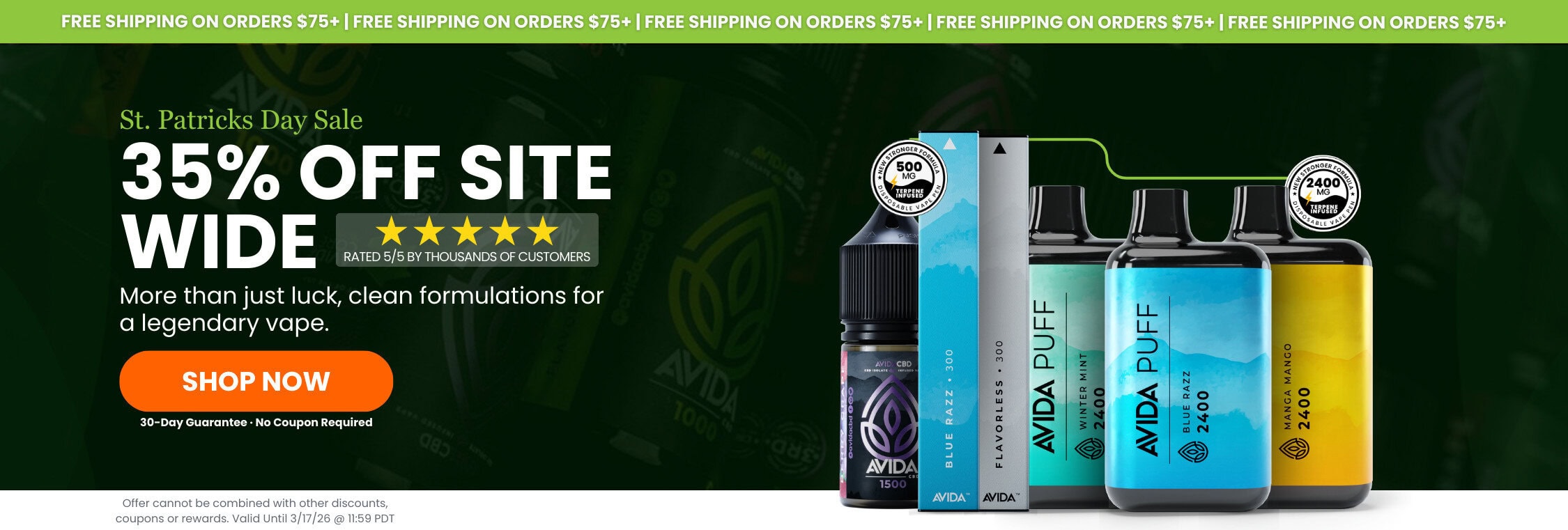 St Patty's 35% Off All CBD