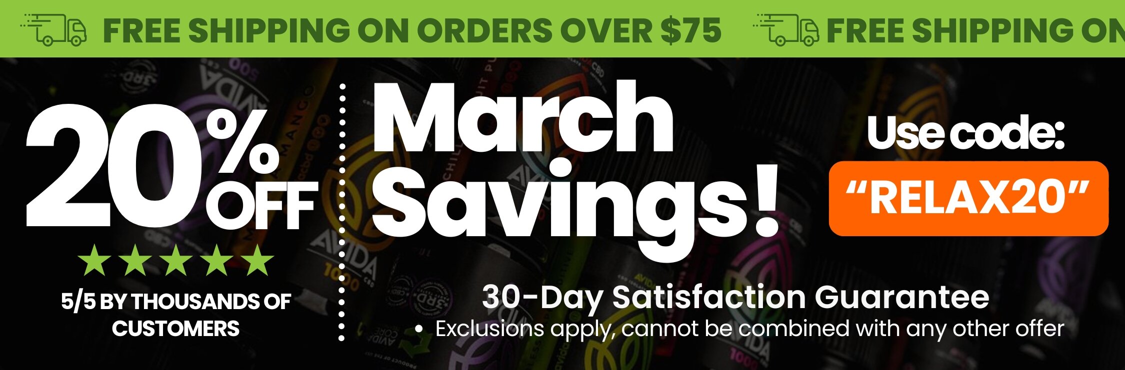 Shop CBD and Save + Free shipping on orders $75+