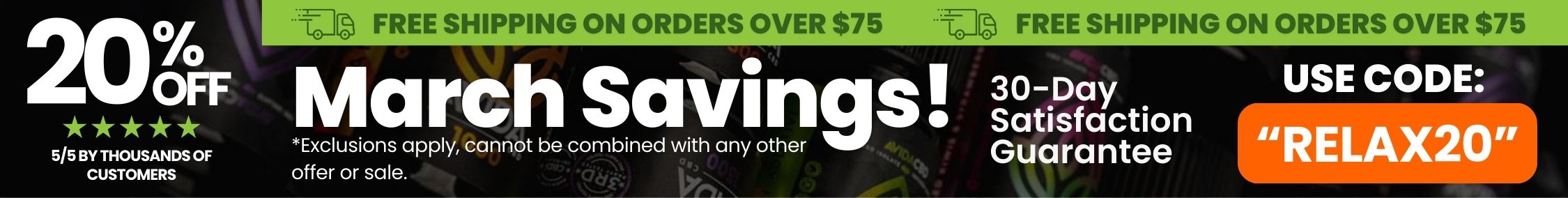 Shop CBD and Save + Free shipping on orders $75+